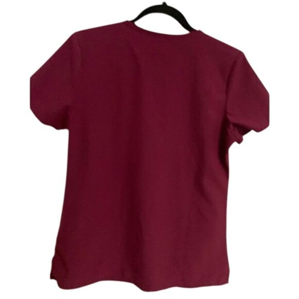 GT Performance Burgundy Scrub Top S Short Sleeve V-Neck With Pockets